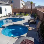 Clover shaped pool and backyard landscaping in the Little Valley area of St. George, Utah.