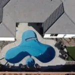 Clover shaped pool and backyard landscaping in the Little Valley area of St. George, Utah.