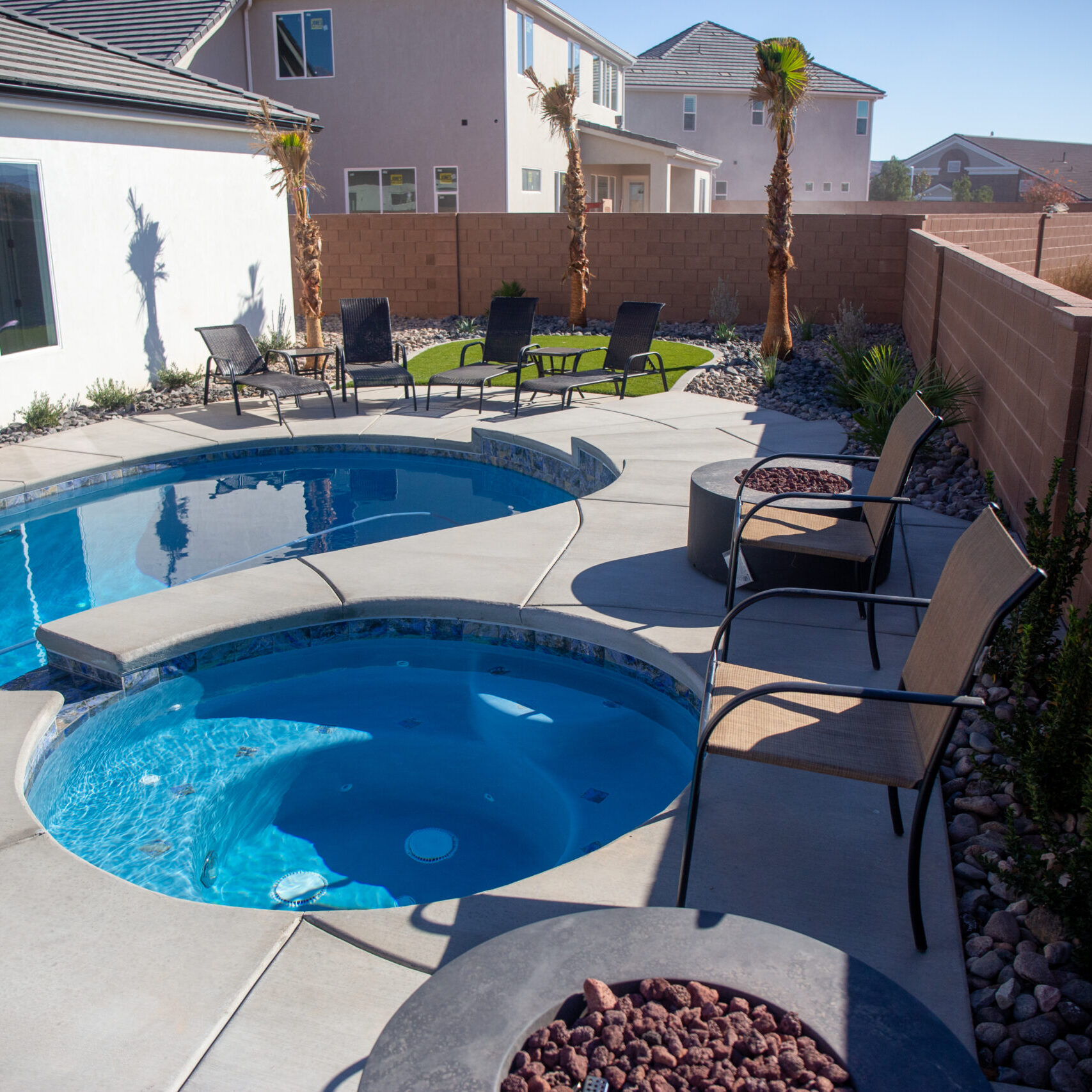 Little Valley Clover Pool & Yard 009 Clover shaped pool and backyard landscaping in the Little Valley area of St. George, Utah.