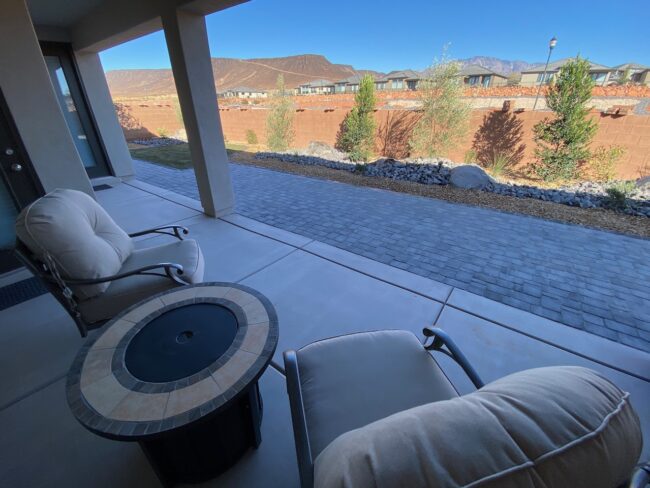 Greenery planted along the back wall of a landscaping project in Washington.